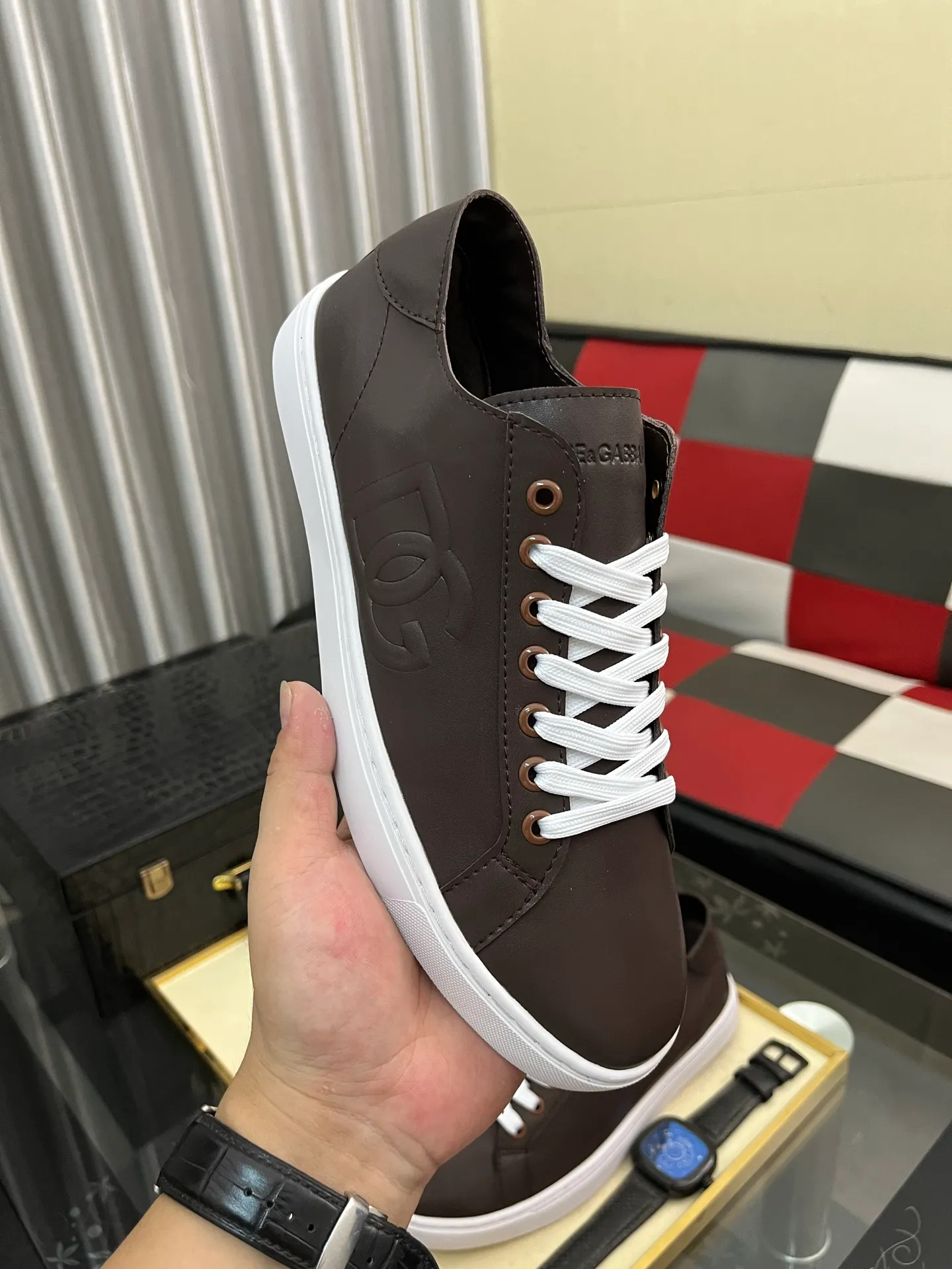 Men's shoes 💰400⌚️⌚️New DG Dolce & Gabbana high-end couple's sports and casual shoes, imported cowhide, multiple material splicing design➕Imported cowhide lining, cowhide foot pads➕Original TPR elastic outsole. Size: 38-46